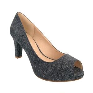 New Kelly & Katie Frisisi Block Heel Peep-toe Pumps Blue 10